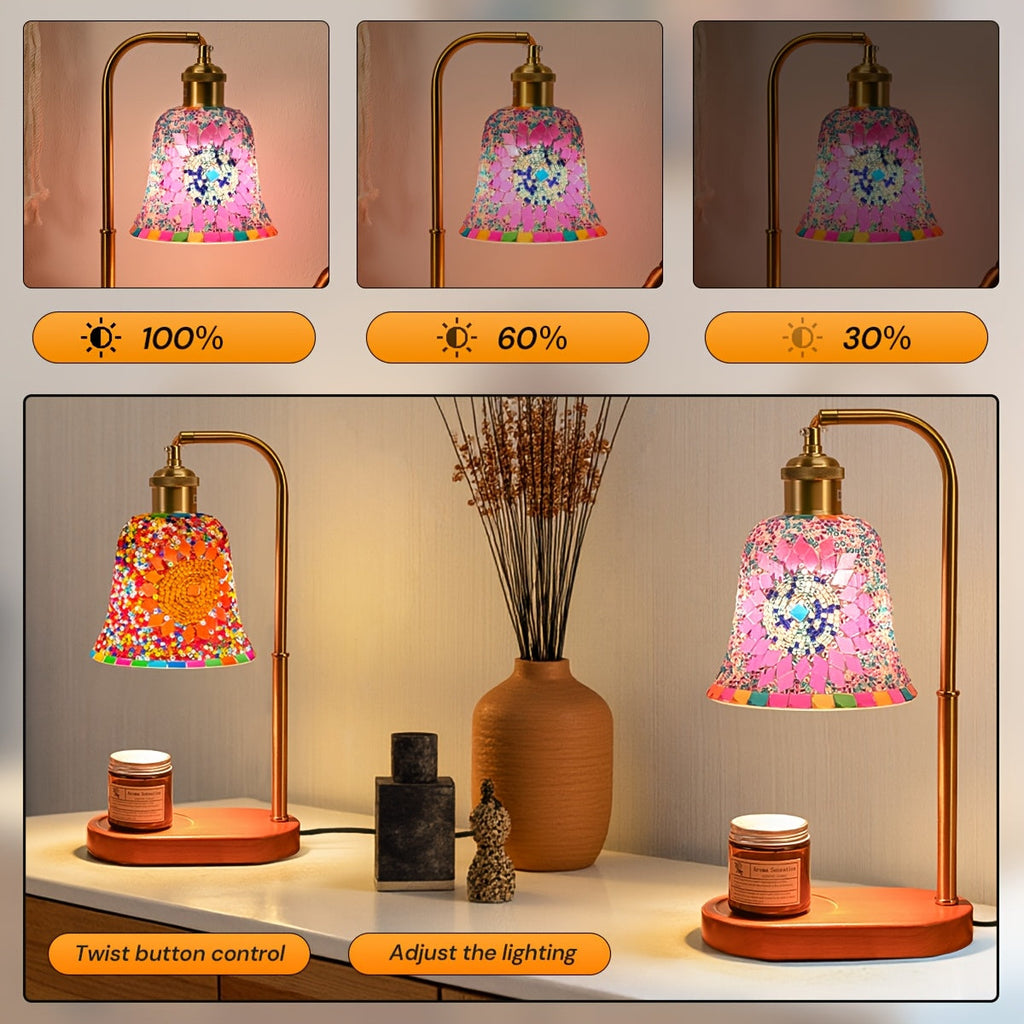Turkish Mosaic Candle Lamp – Dimmable Glass Table Light for Bedroom & Holidays