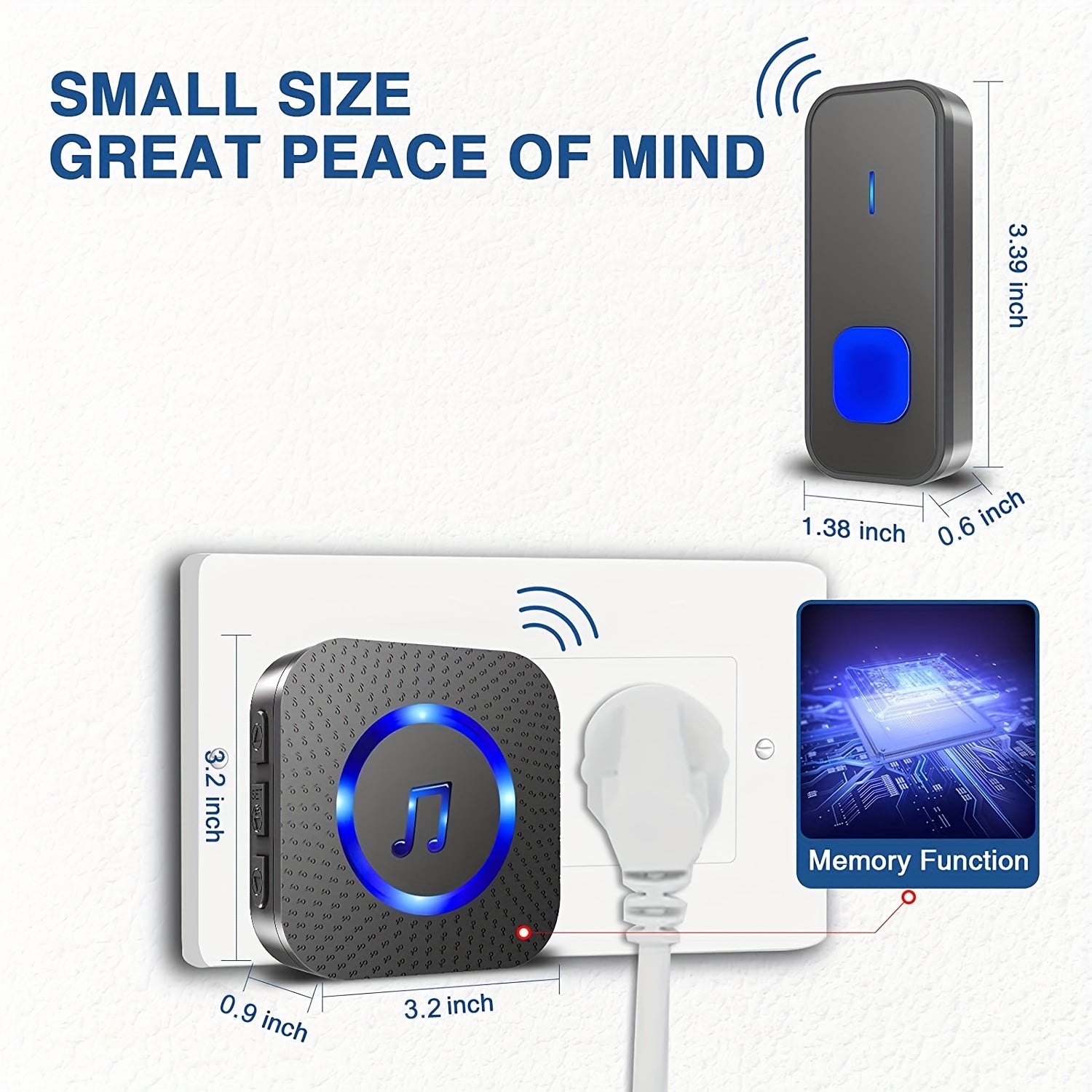 Wireless Doorbell System with 2 Transmitters & 2 Plug-in Receivers, 1000ft Range