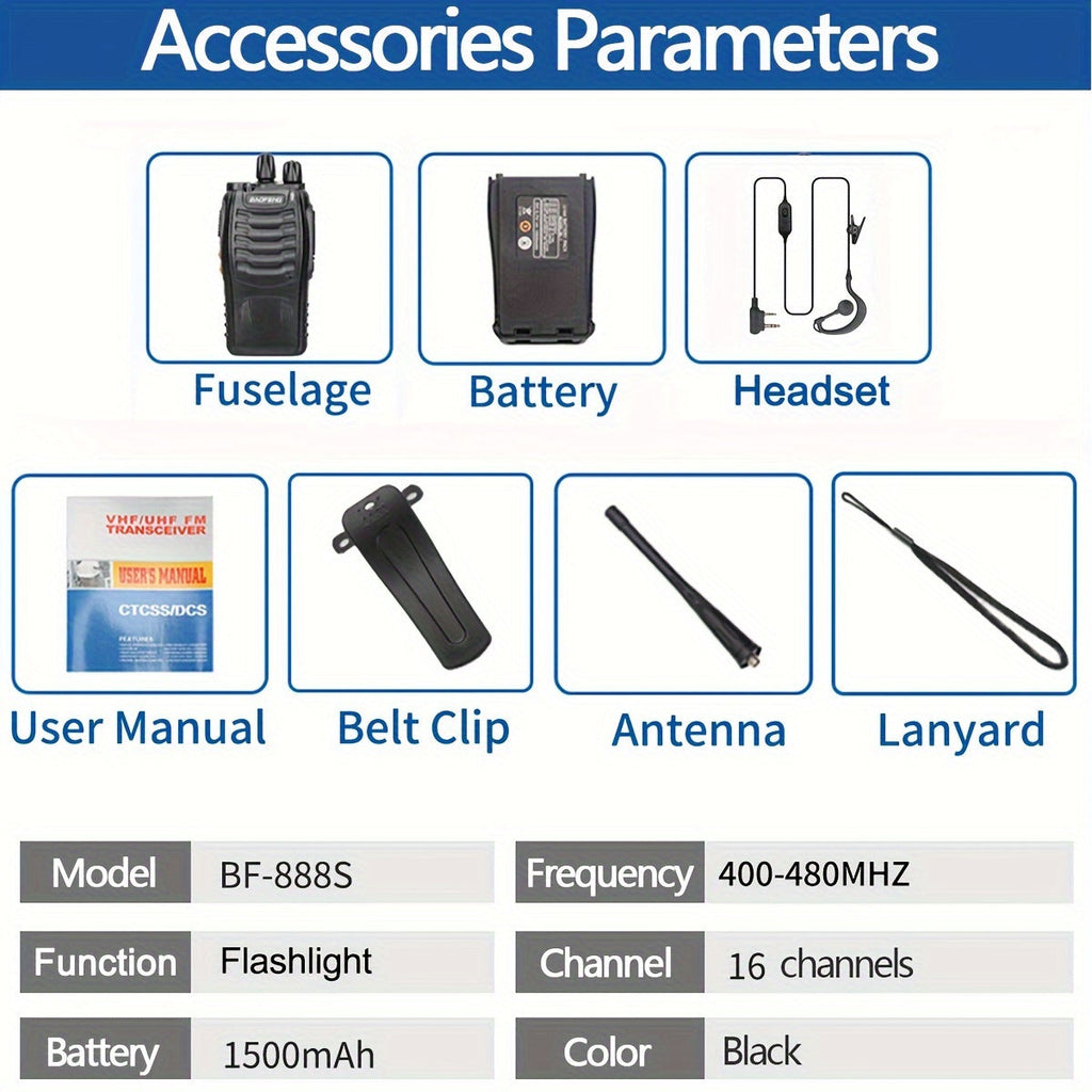 Long Range Walkie Talkies for Adults, Rechargeable 2-Way Radios with Earpieces