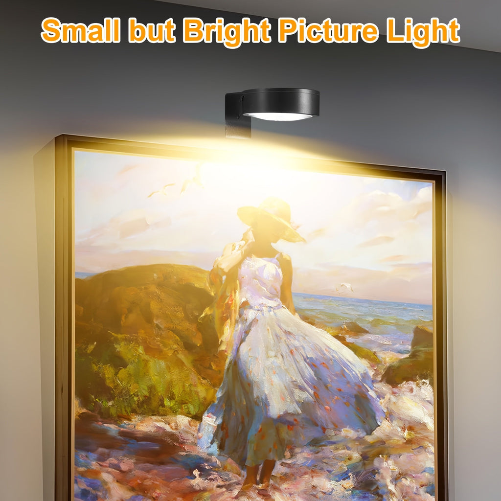 Magnetic LED Picture Lights with Remote – Dimmable Wall Art Lights Battery Powered