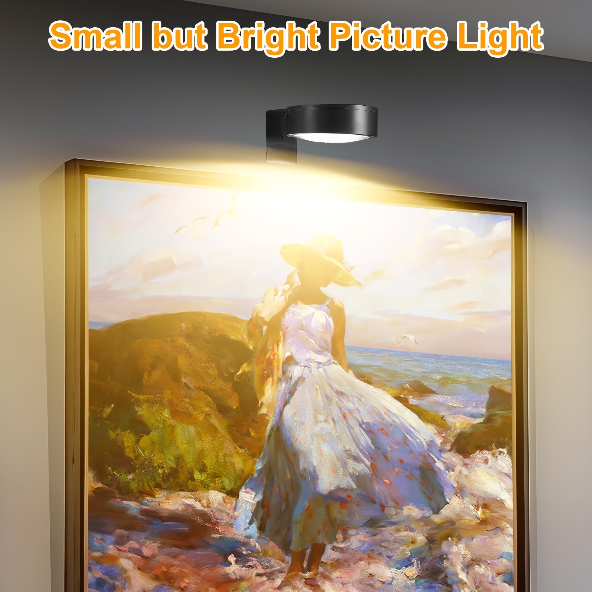 Magnetic LED Picture Lights with Remote – Dimmable Wall Art Lights Battery Powered