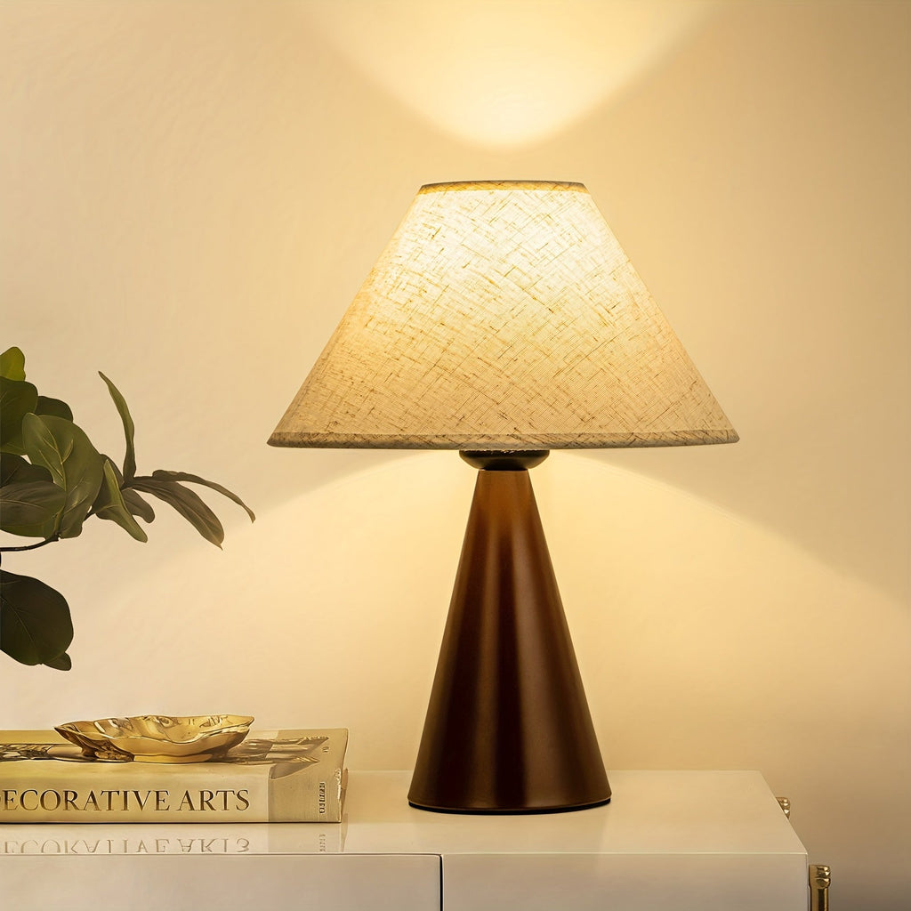 Modern Bedside Table Lamps Set of 2 – 3 Color Fabric Shade Nightstand Lights