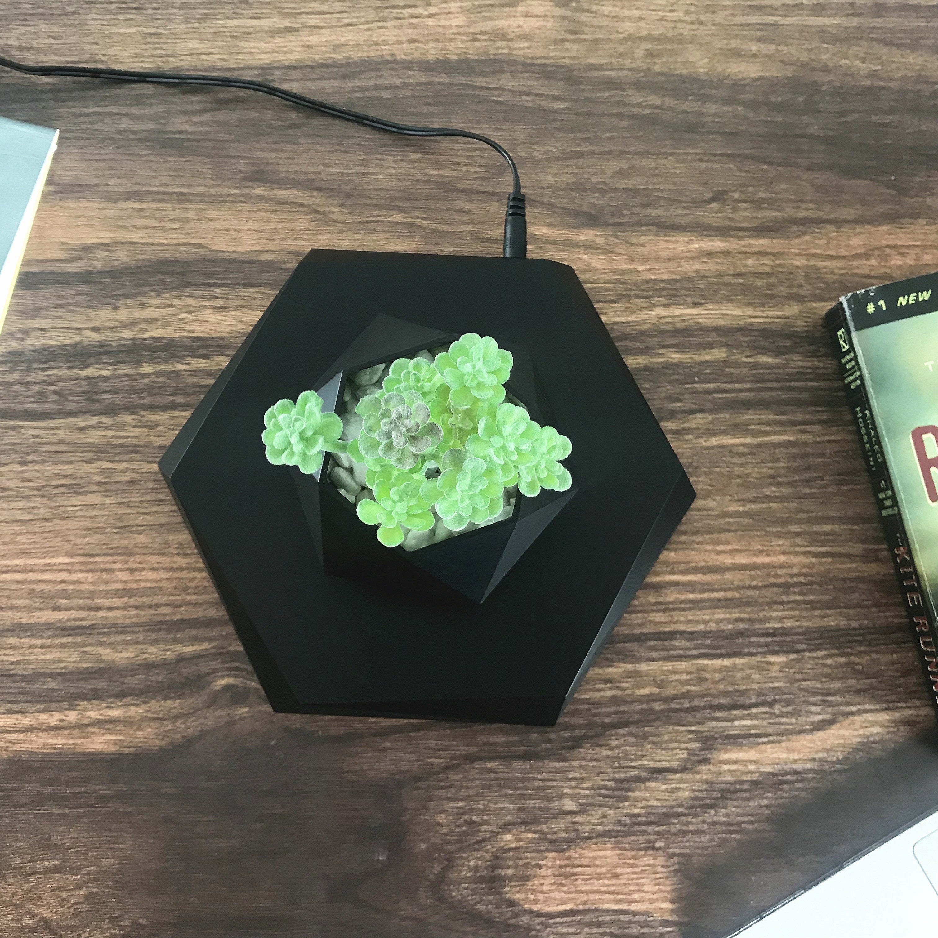 Magnetic Levitating Plant Pot – Rotating Floating Geometric Bonsai Planter Indoor