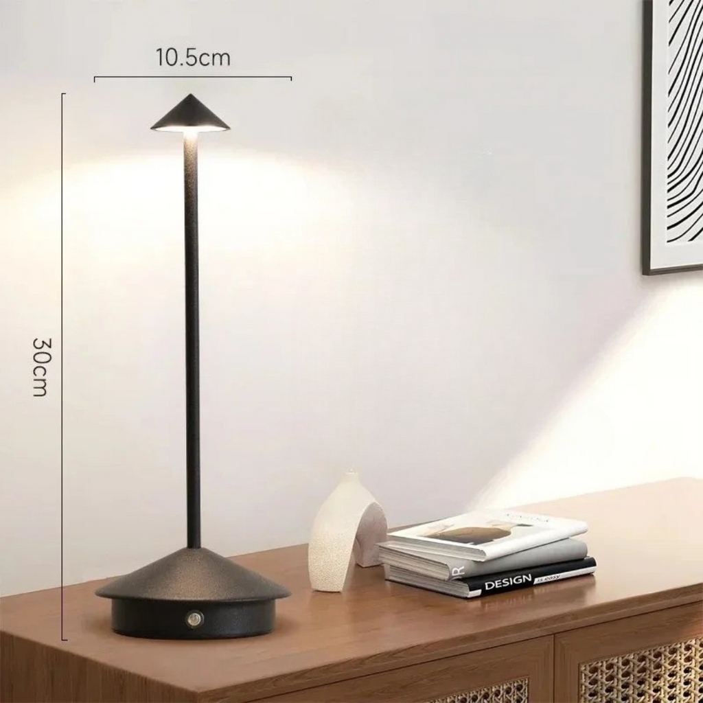 Modern Aluminium Cone LED Table Lamp Rechargeable Touch Dimmable