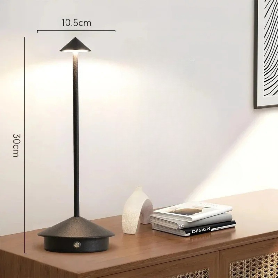 Modern Aluminium Cone LED Table Lamp Rechargeable Touch Dimmable