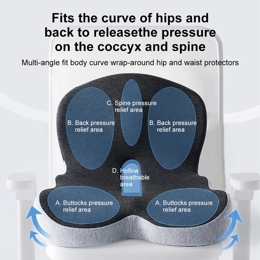 Memory Foam Seat Cushion with Lumbar Support for Office Chair