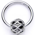16G 3/8 Geometric Pattern Bead Hinged Segment Ring