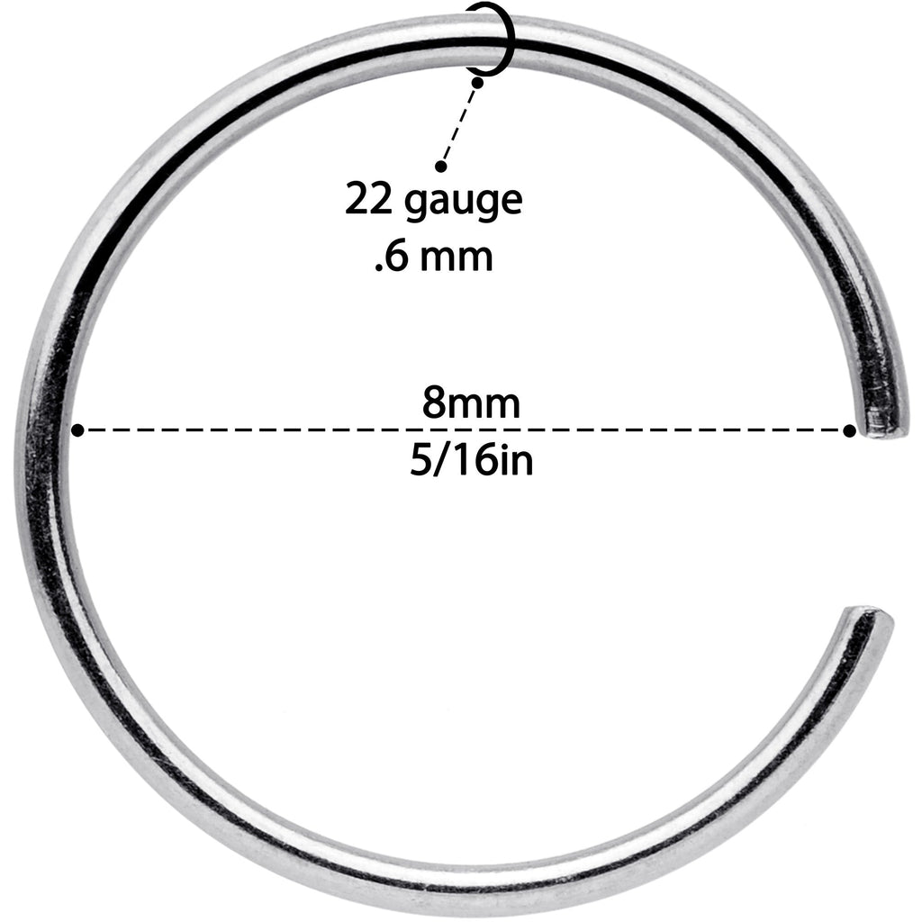 22G 5/16 Steel Rainbow Anodized Seamless Circular Ring Set of 12