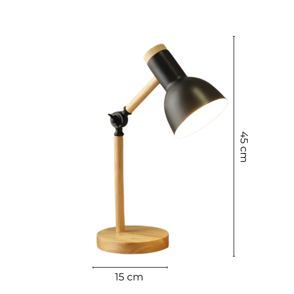 Modern Wood & Metal Adjustable LED Table Lamp E27 Bedside Desk Light