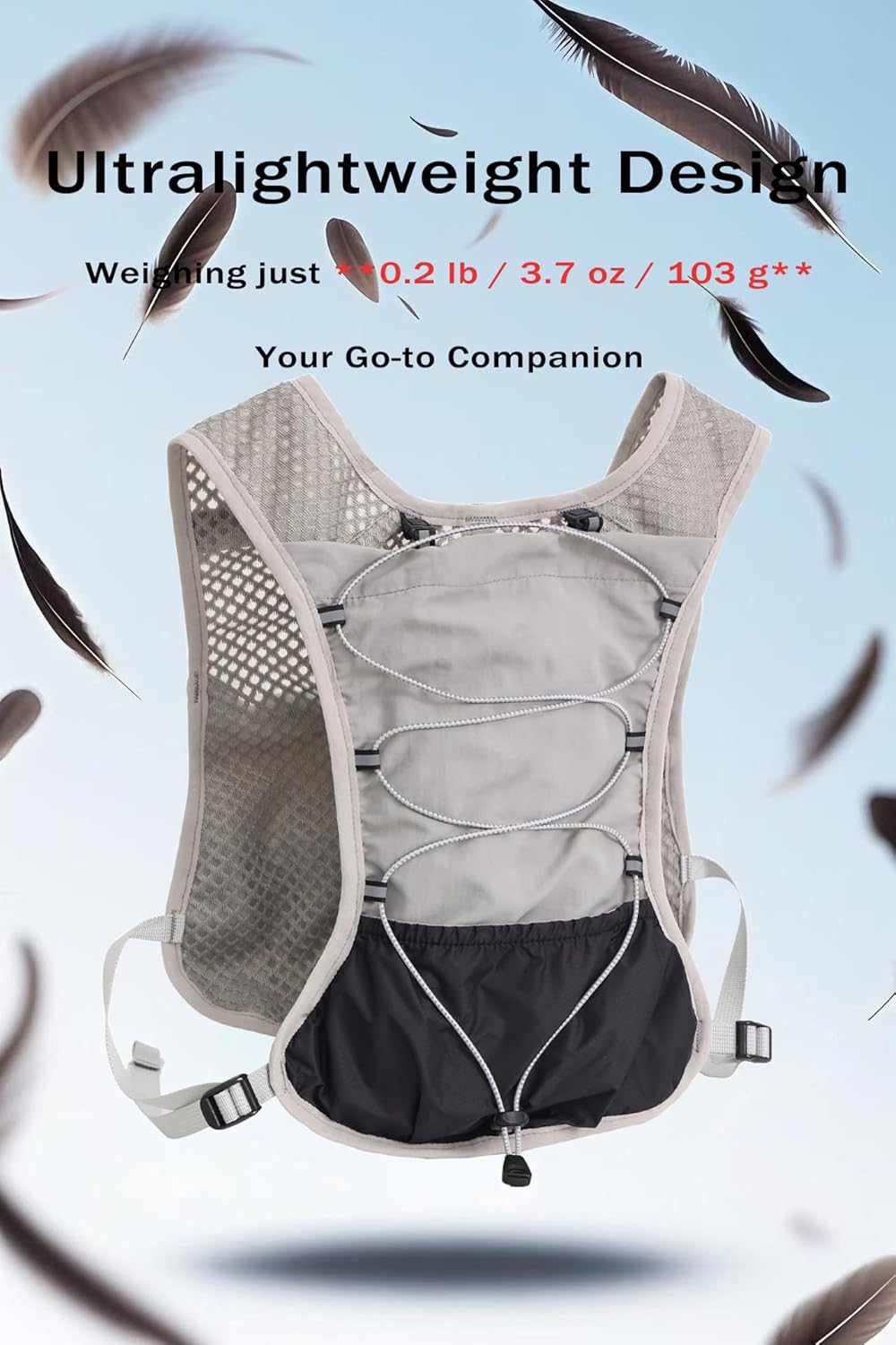 Ultra Lightweight Running Hydration Vest 2L Bladder 6 Pocket Pack 103g