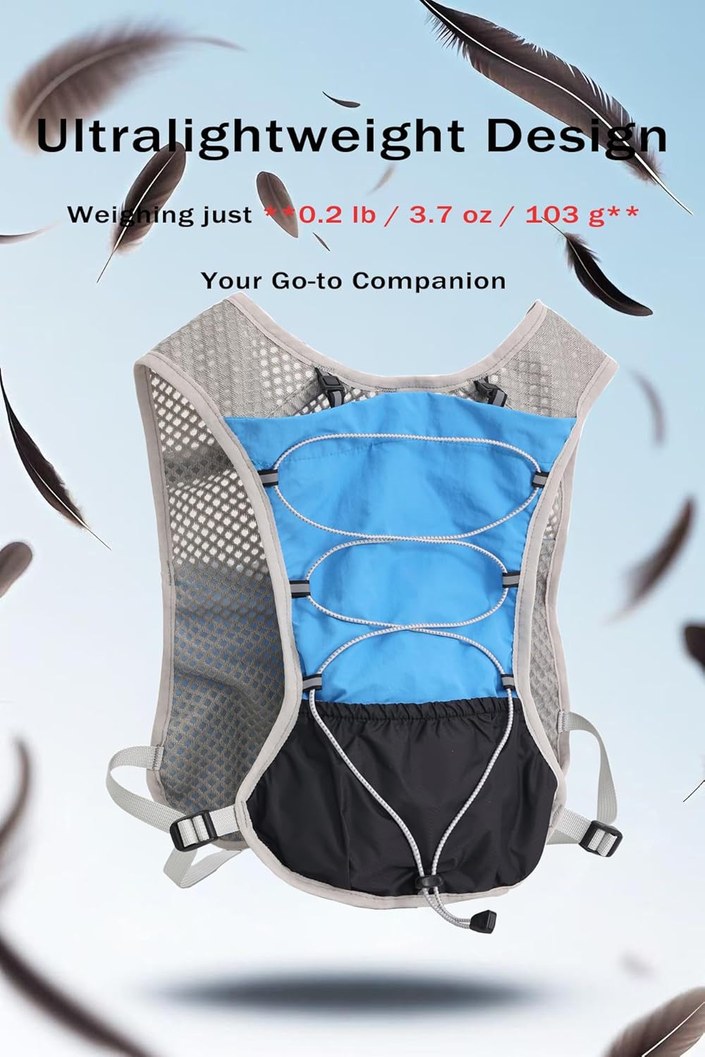Ultra Lightweight Running Hydration Vest 2L Bladder 6 Pocket Pack 103g