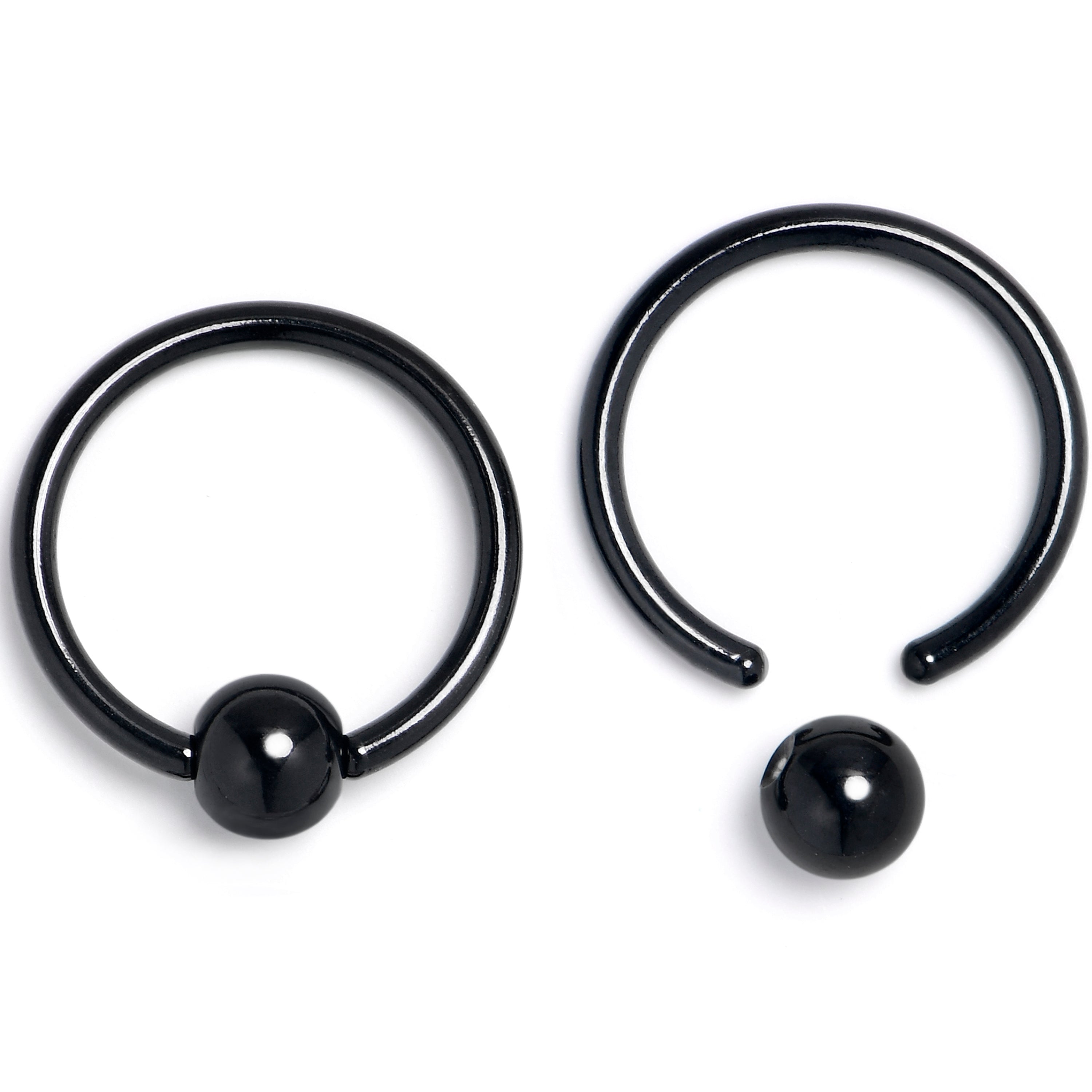 16G 3/8 Clear Gem Black Moon Heart BCR Captive Ring Set of 4