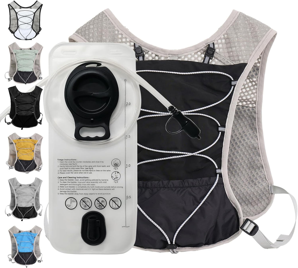 Ultra Lightweight Running Hydration Vest 2L Bladder 6 Pocket Pack 103g