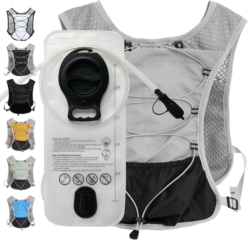 Ultra Lightweight Running Hydration Vest 2L Bladder 6 Pocket Pack 103g