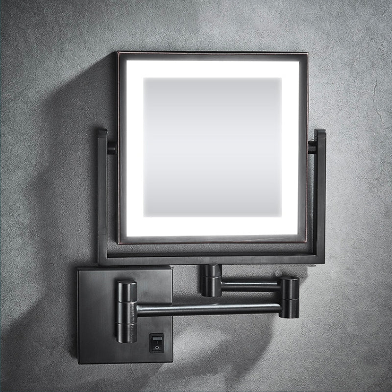 Wall Mounted LED Makeup Mirror Black 1X 3X Magnifying Adjustable Arm