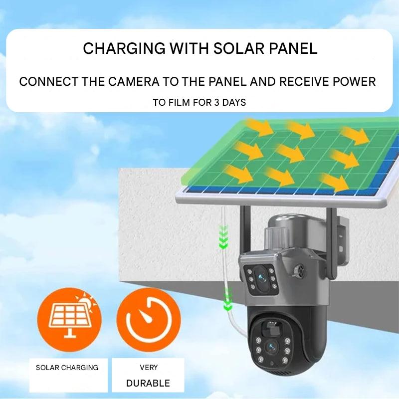 DualGuard Solar 4K Wireless Security Camera with Triple Lens & 10x Zoom