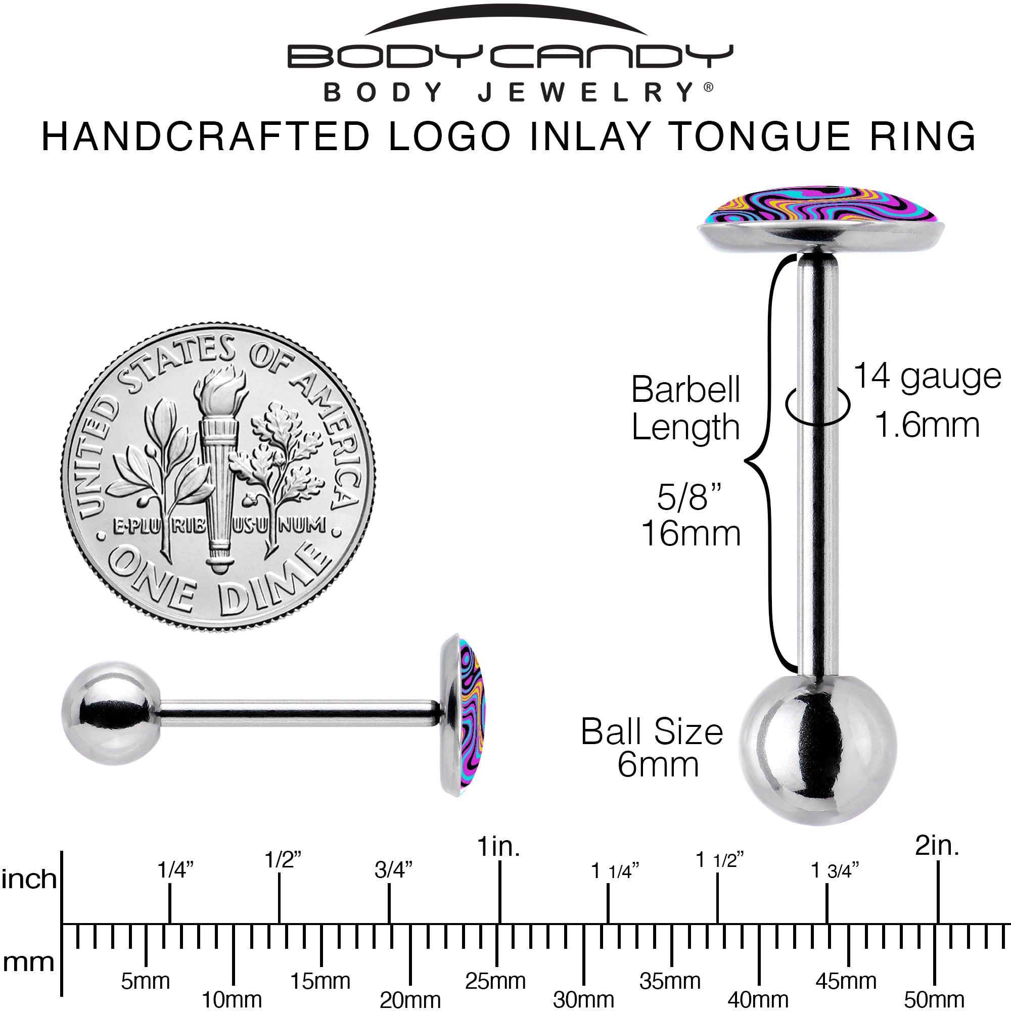 Funky Swirls Barbell Tongue Ring by Onyx O