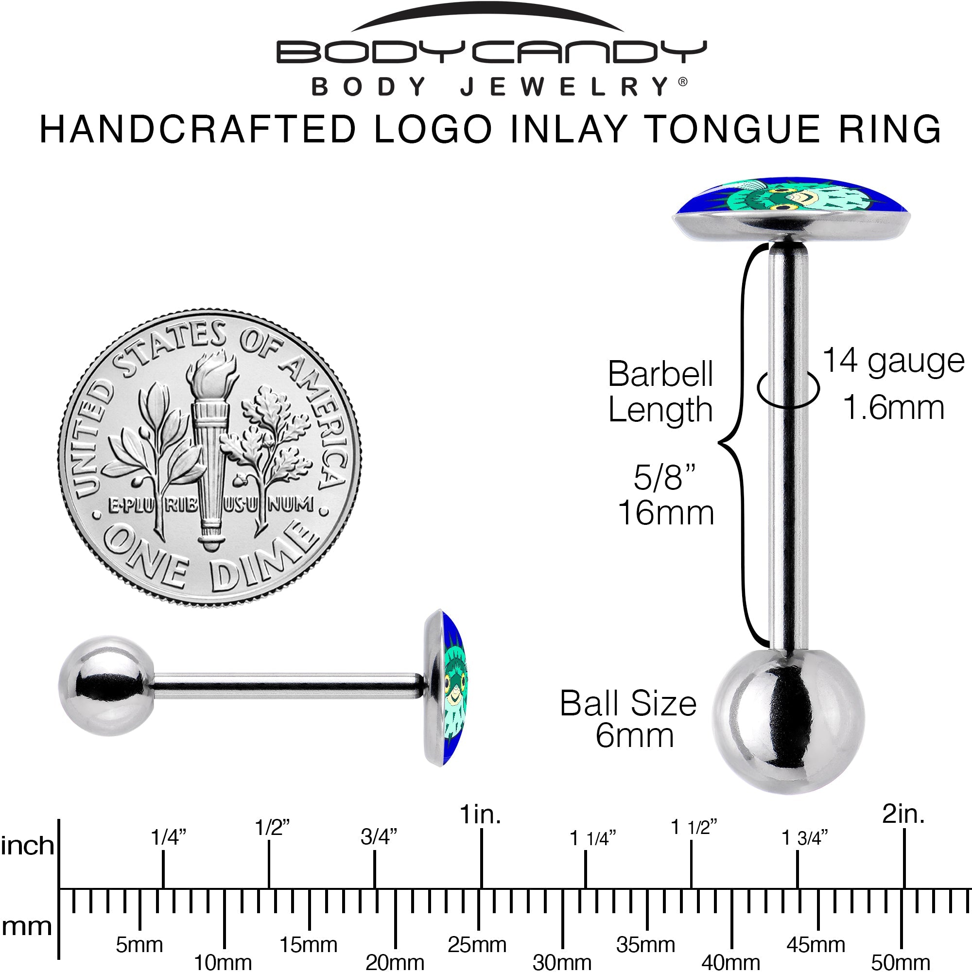 Pufferfish Barbell Tongue Ring by Onyx O