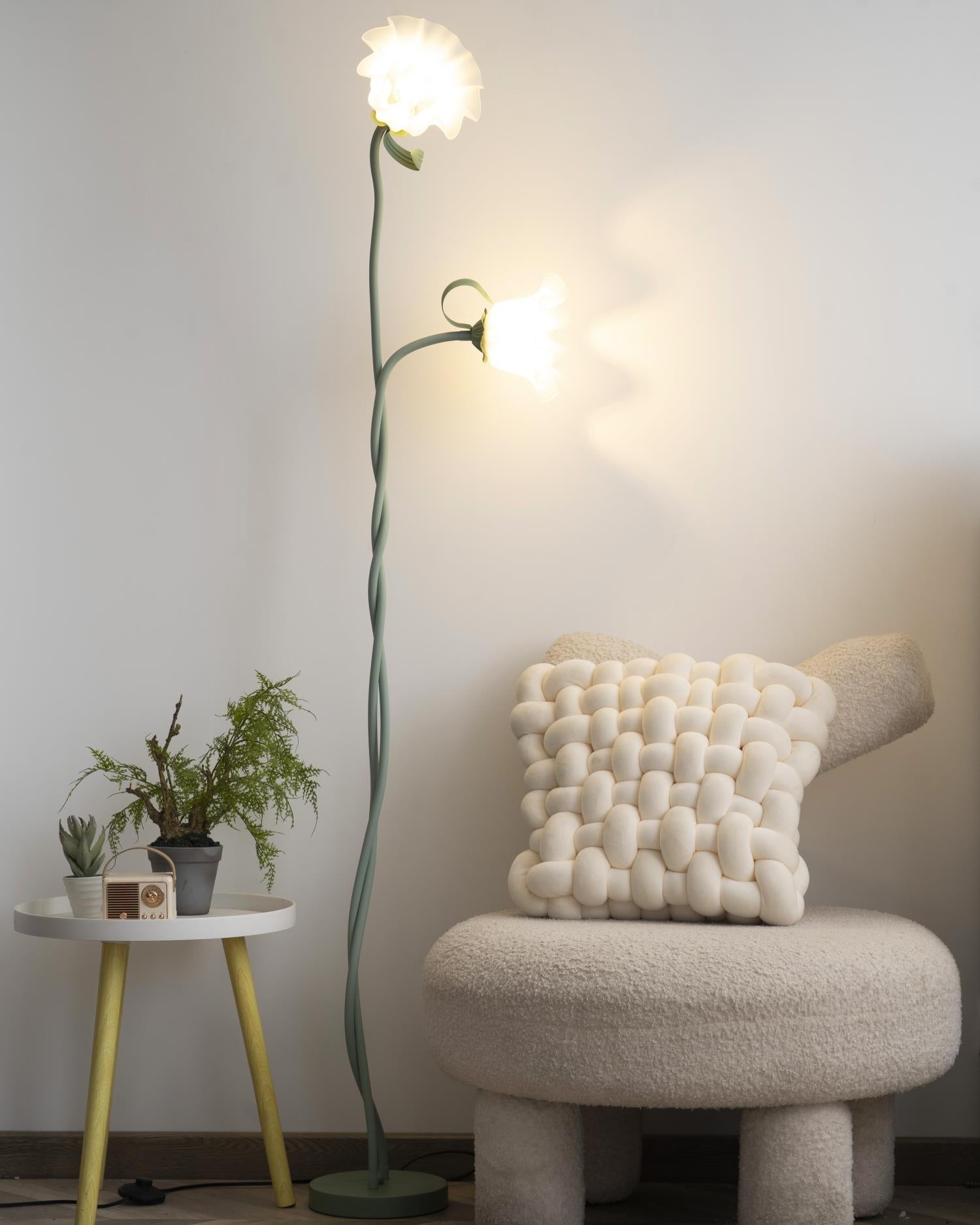 Calla Flower Floor Lamp Matte Green Floral Standing Light