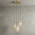 Cascading Alabaster Chandelier LED Gold Modern Staircase Light
