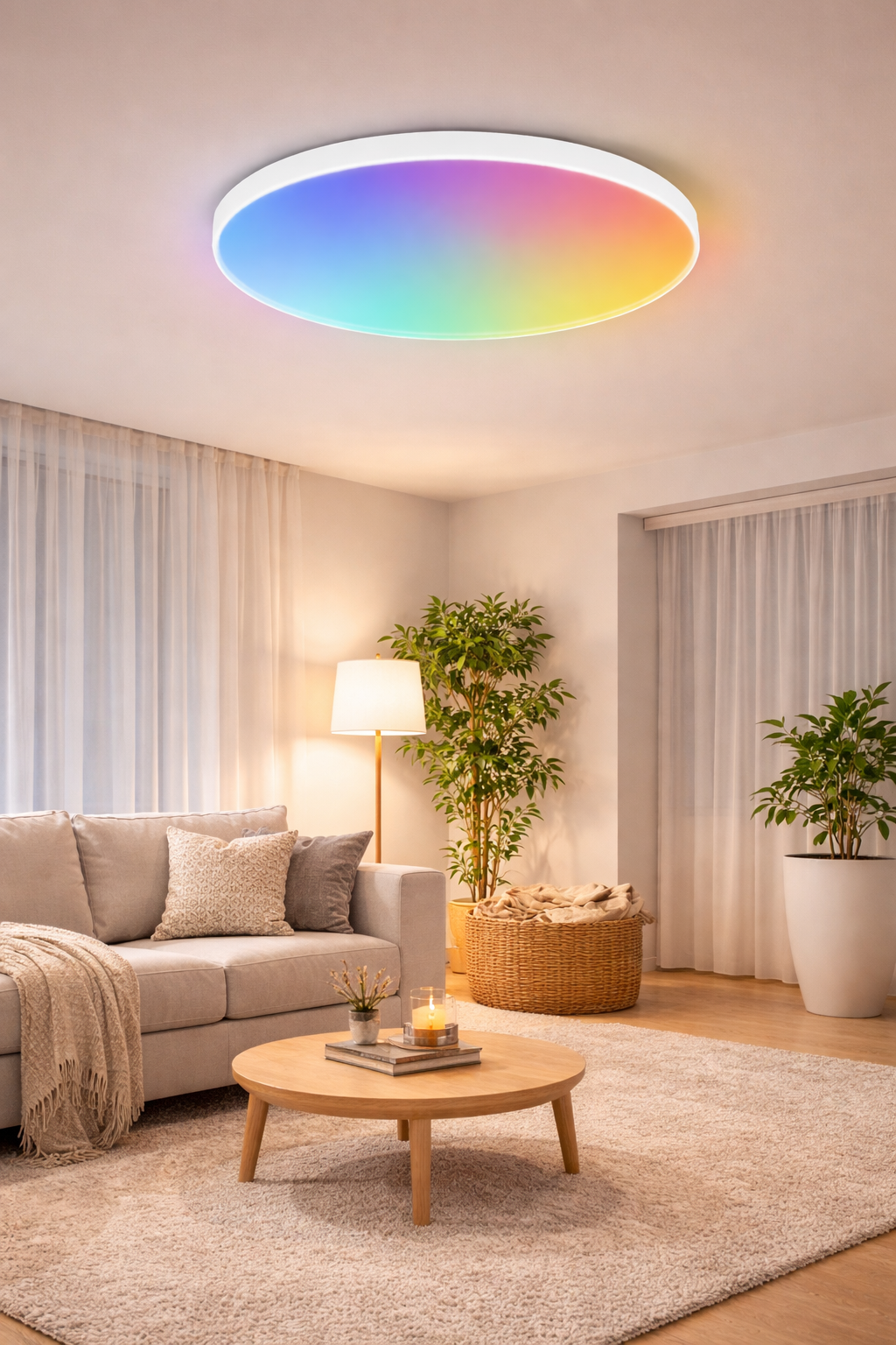 Stepless Dimming LED Ceiling Light Waterproof Remote Control 30W-50W Living Bedroom
