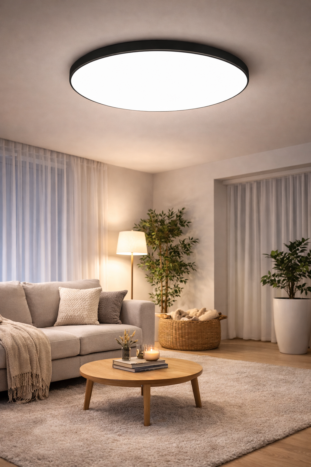 Stepless Dimming LED Ceiling Light Waterproof Remote Control 30W-50W Living Bedroom