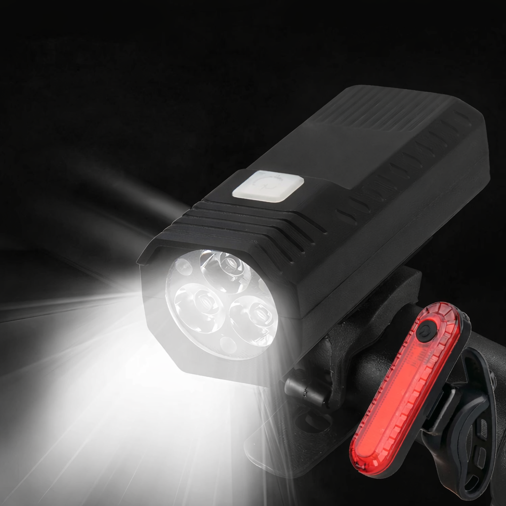 Rechargeable Bike Light Set LED Headlight and Taillight for Night Cycling Safety