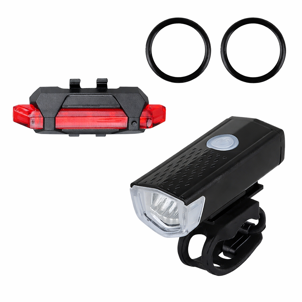 Rechargeable Bike Light Set LED Headlight and Taillight for Night Cycling Safety