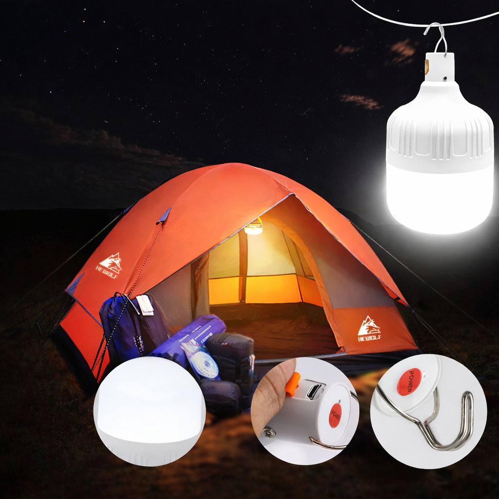 USB Rechargeable LED Bulb Portable Camping Light Emergency Hanging Tent Outdoor