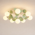 Nordic Green Molecule Glass Chandelier LED Pendant Light Bedroom Home Restaurant