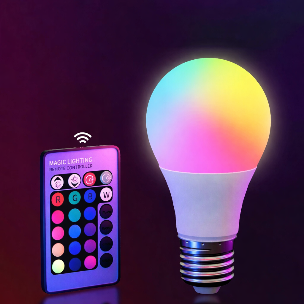 16 Color RGB LED Smart Bulb E27 Dimmable with Remote Multicolor Light