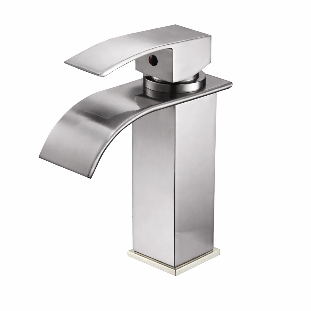 Black Waterfall Bathroom Faucet Basin Mixer Tap Single Hole Hot Cold Sink Tap