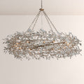 Large Crystal Floral Chandelier Iron Gold Leaf Ceiling Light