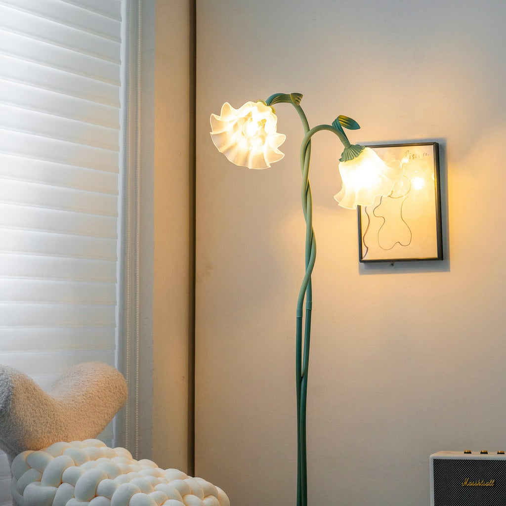Calla Flower Floor Lamp Matte Green Floral Standing Light