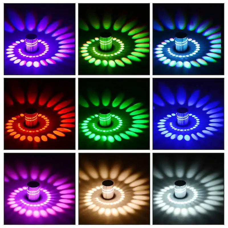 RGB LED Wall Light Spiral Design Aluminum Decorative Lamp for Bar Hall