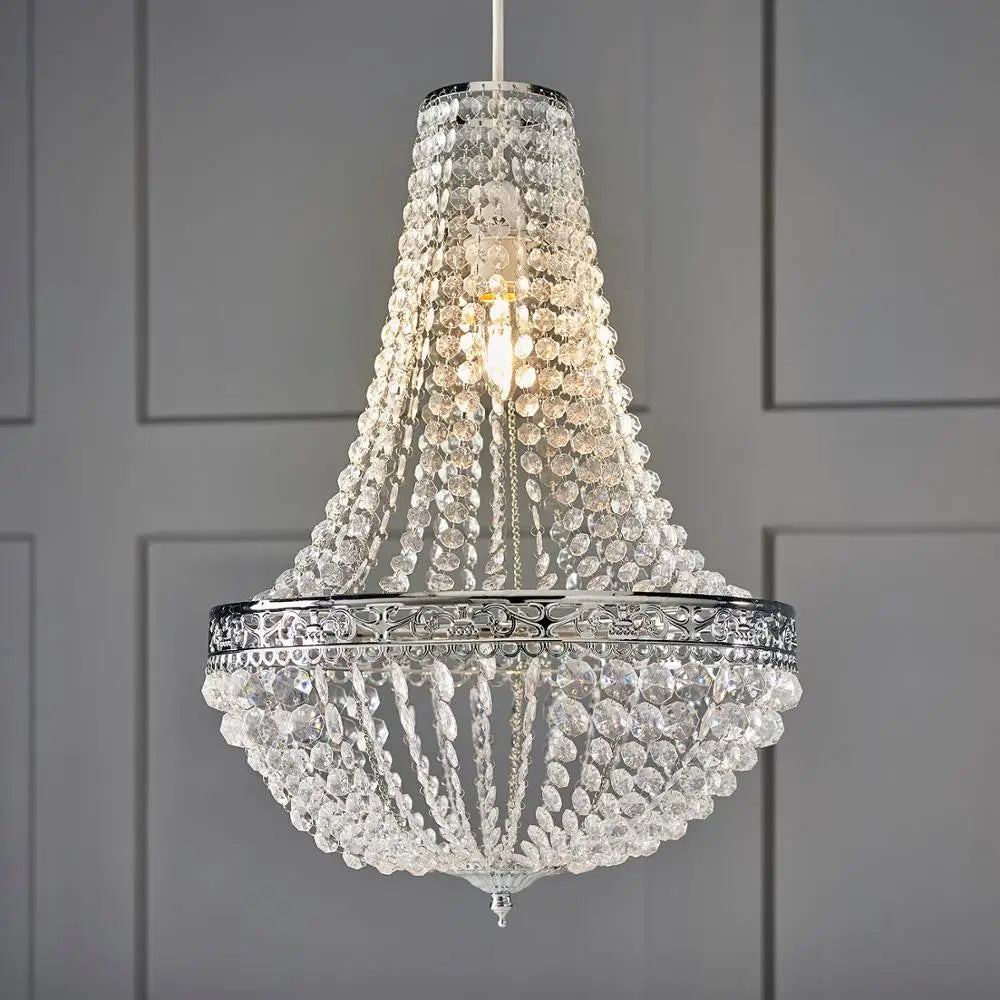 Vintage Crystal Chandelier Lampshade – Ceiling Pendant Light Shade Easy Fit