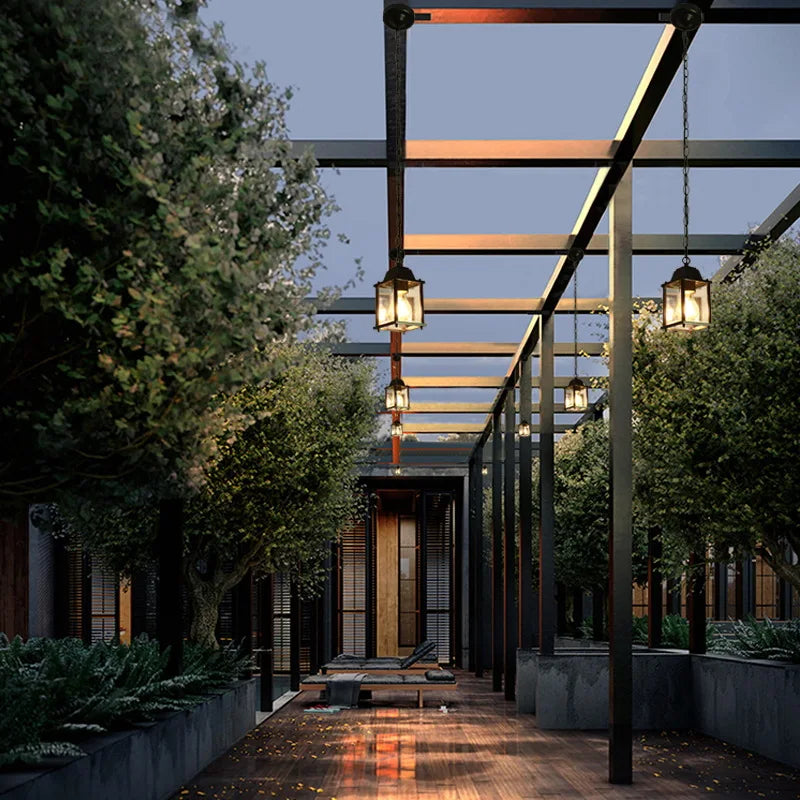 Waterproof Outdoor Hanging Lantern – Garden Ceiling Light for Balcony & Hallway