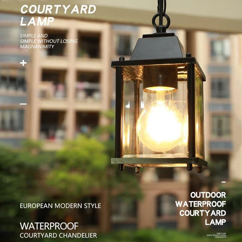 Waterproof Outdoor Hanging Lantern – Garden Ceiling Light for Balcony & Hallway