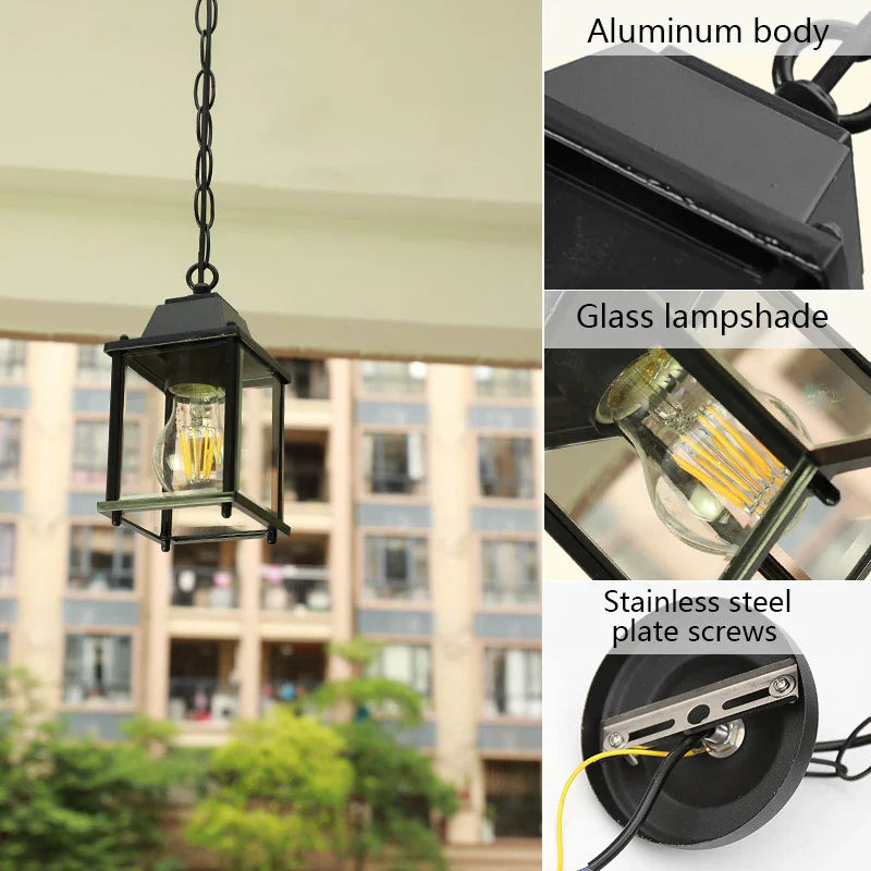 Waterproof Outdoor Hanging Lantern – Garden Ceiling Light for Balcony & Hallway