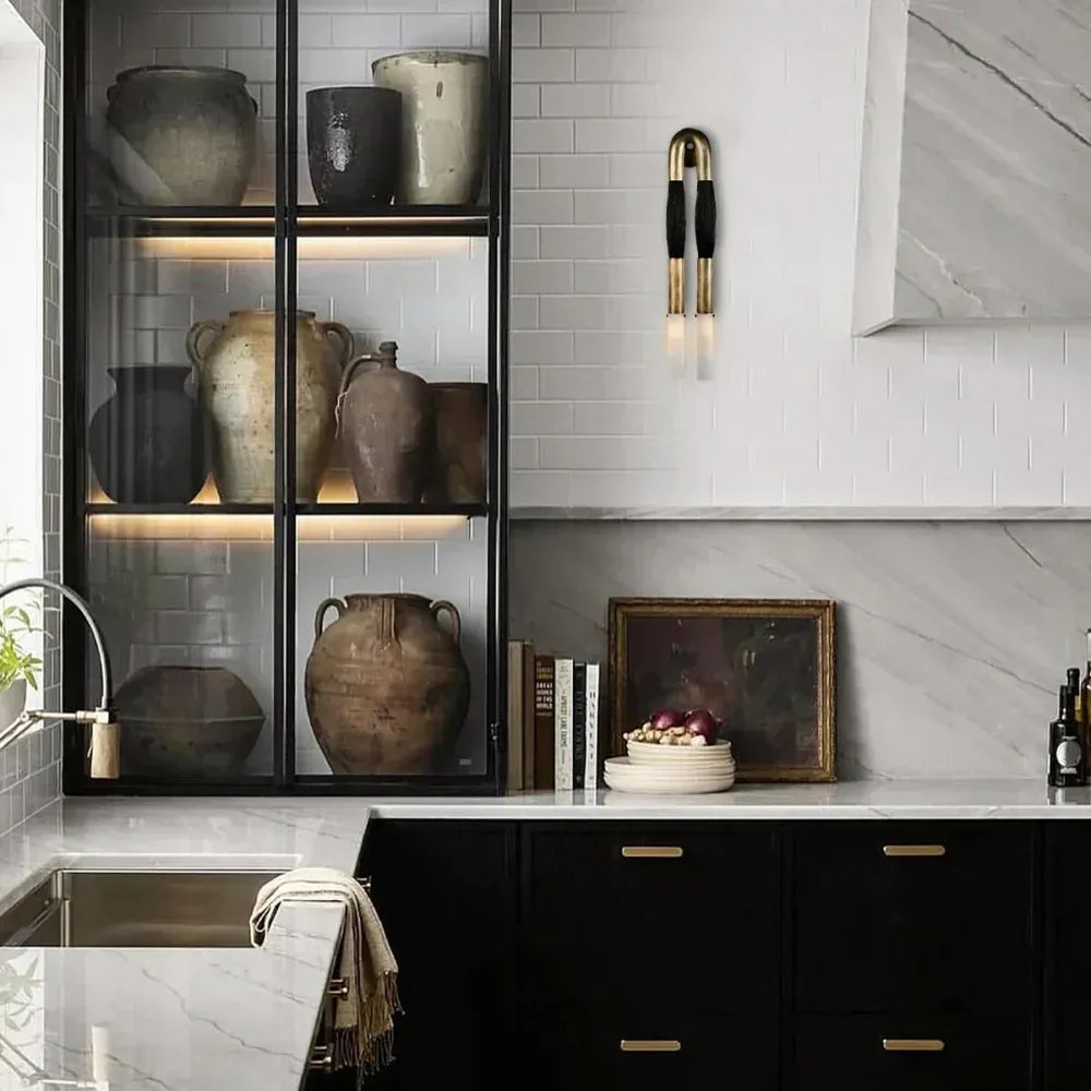 Modern Brass and Glass Wall Sconce