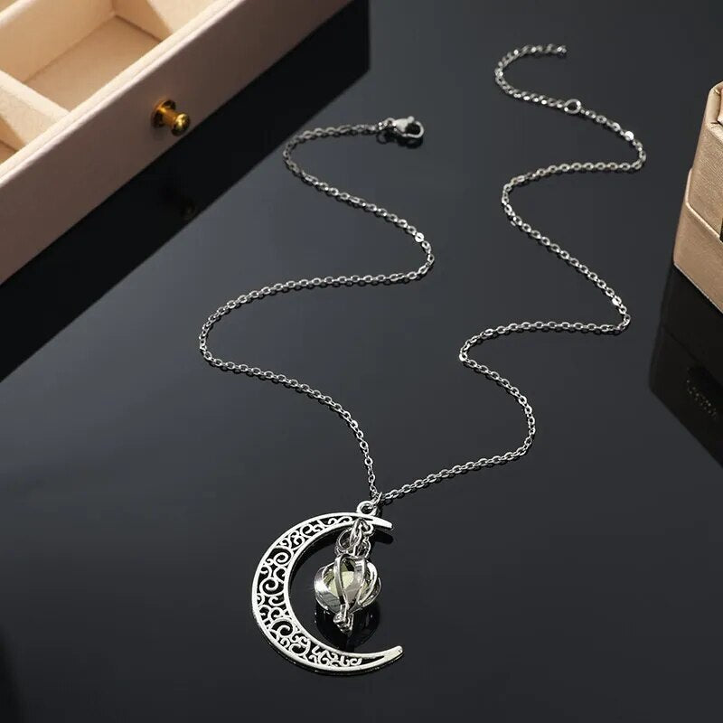 Moonstone Pendant Necklace Stainless Steel Moonstone Jewelry Women Gift
