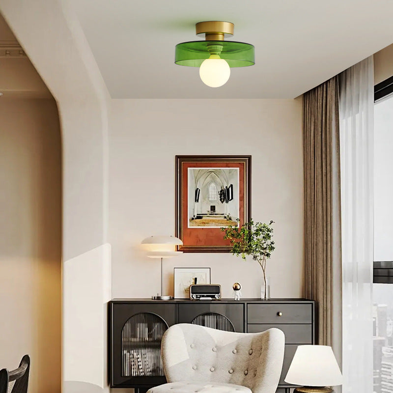 Bauhaus Glass LED Ceiling Light 1-Light Round Dimmable Indoor Fixture