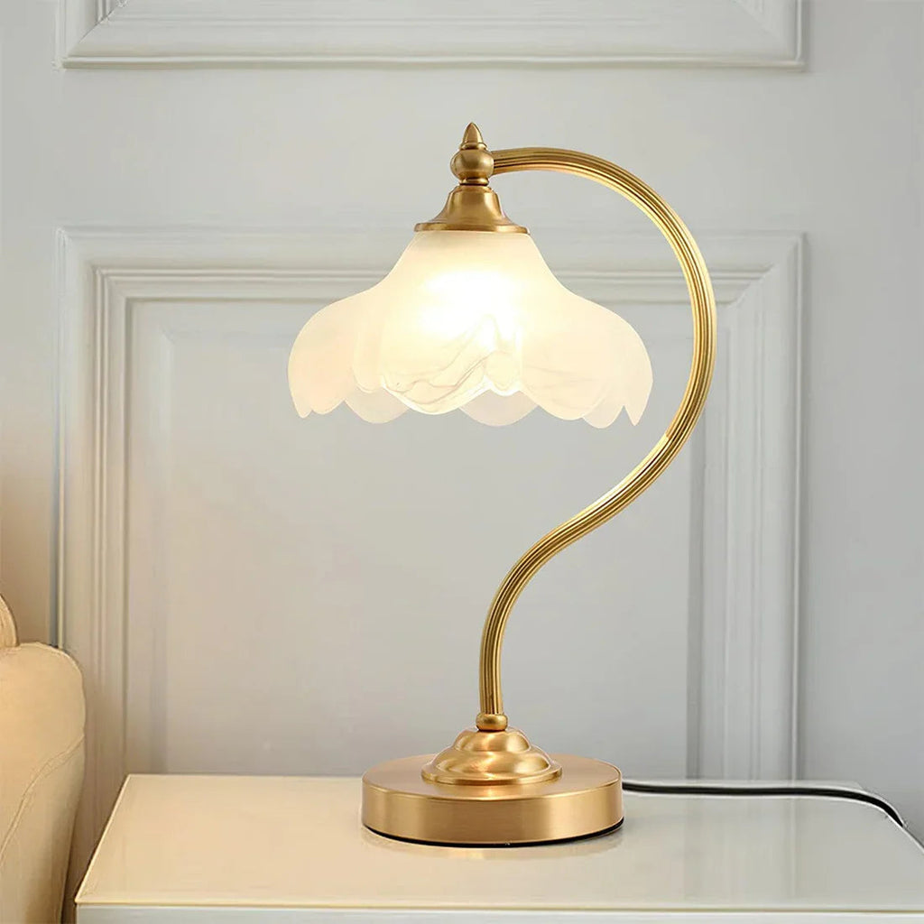 Brass Glass Petal Table Lamp E26 Dimmable 16.5" Gold Base