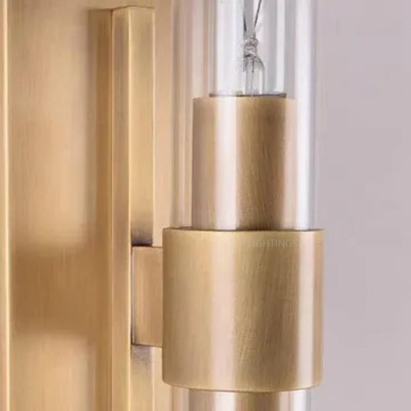 23" Brass Glass Wall Sconce 2-Light E12 Modern Vanity Light