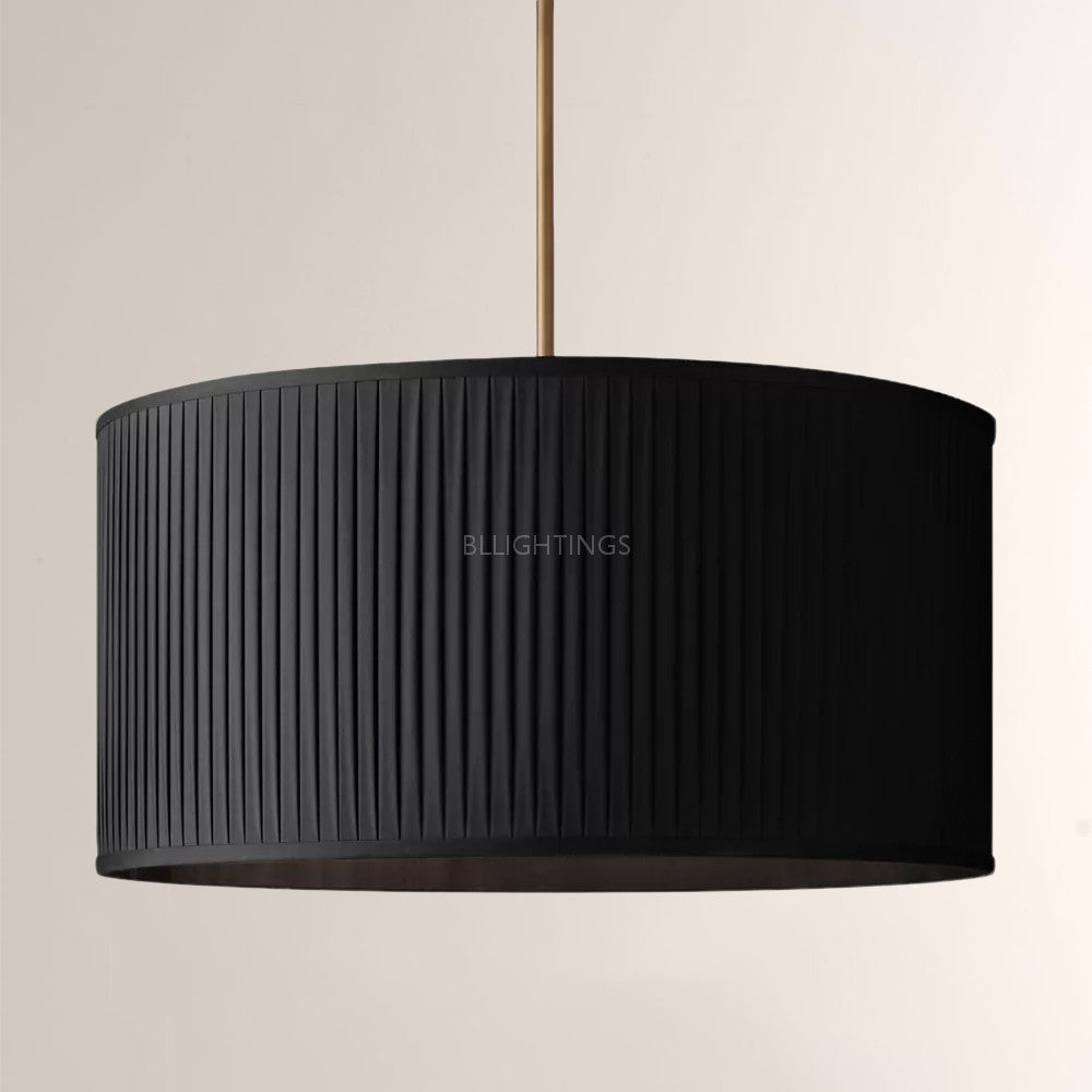 19 Silk Drum Pendant Light 3-Light E26 Brass Bronze Fixture