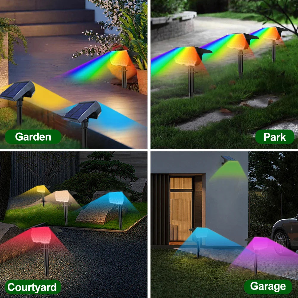 RGB Solar Landscape Spotlights Outdoor Waterproof LED Lights for Garden Decor