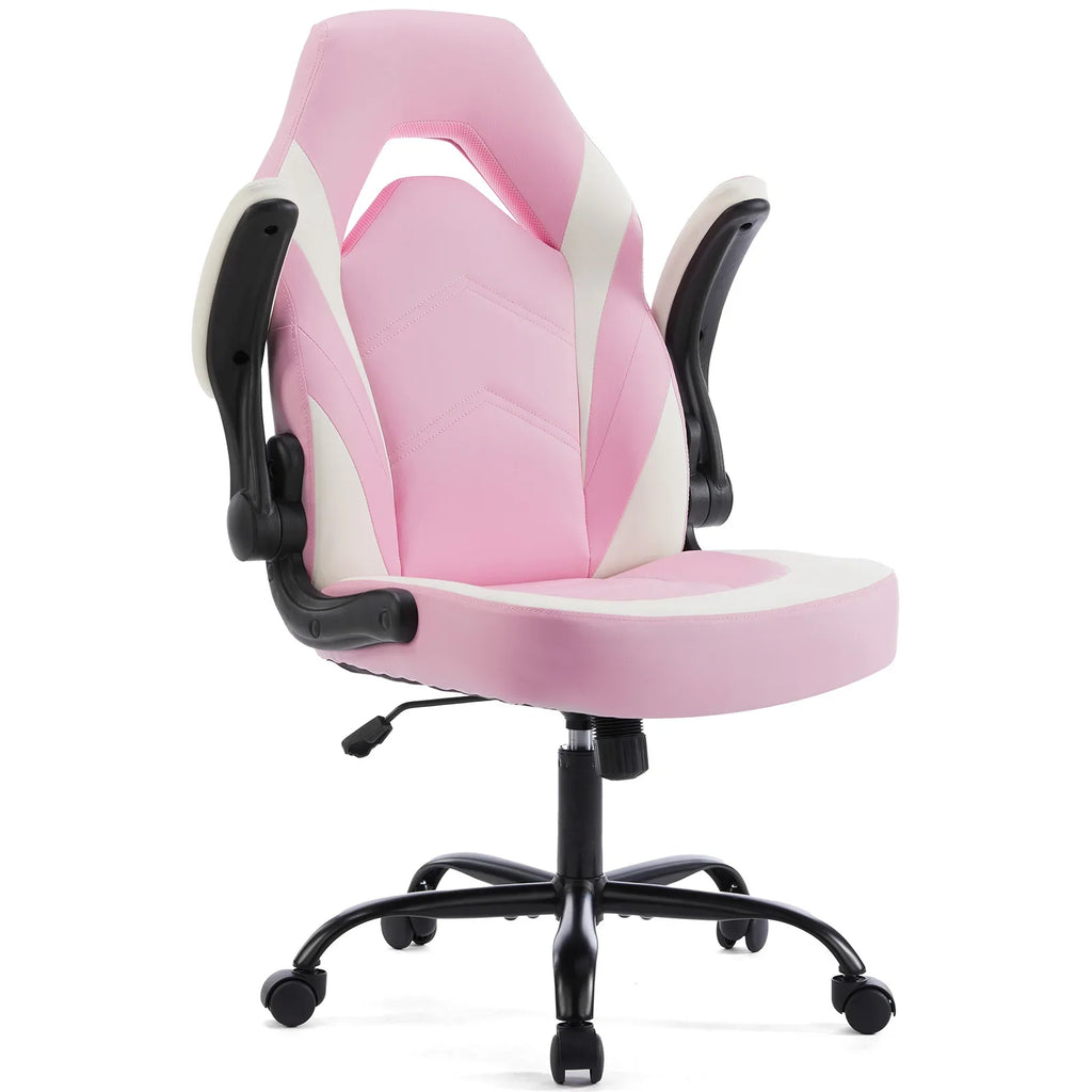 PU Leather Ergonomic Gaming Chair Flip-Up Armrests Adjustable Office Desk