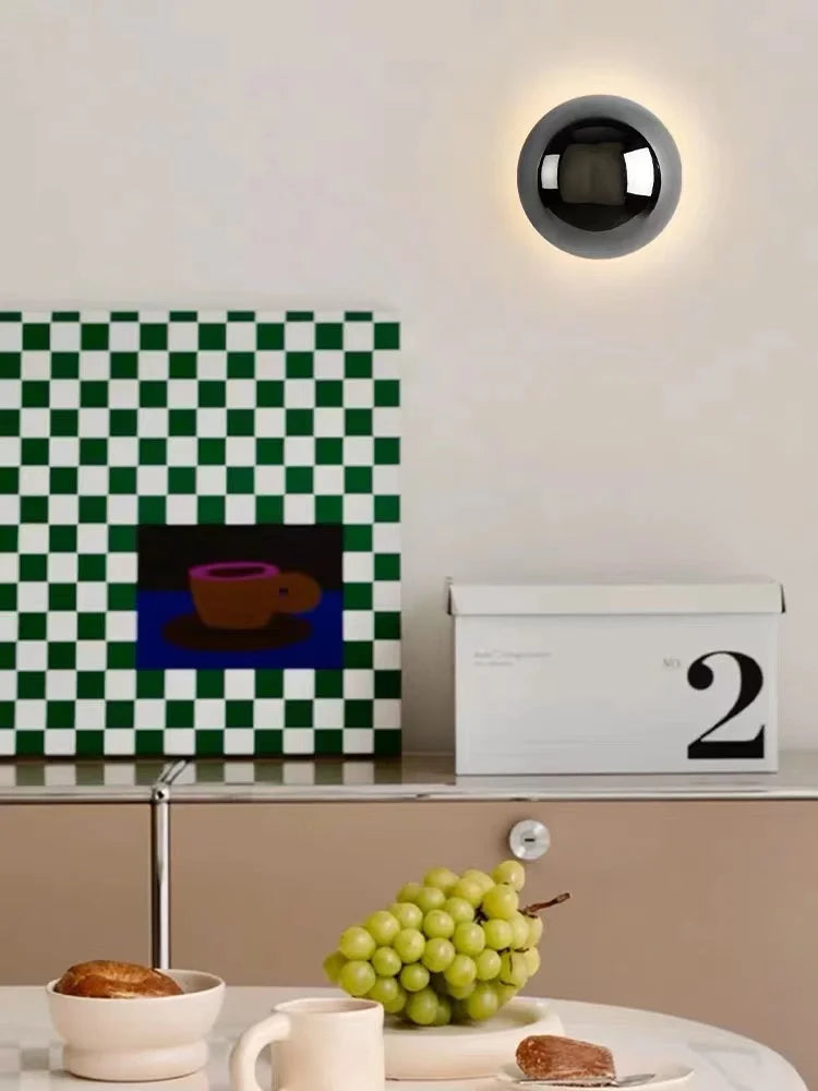 Nordic Silver Wall Lamp Minimalist Circular LED Light for Bedroom Hallway Stairs