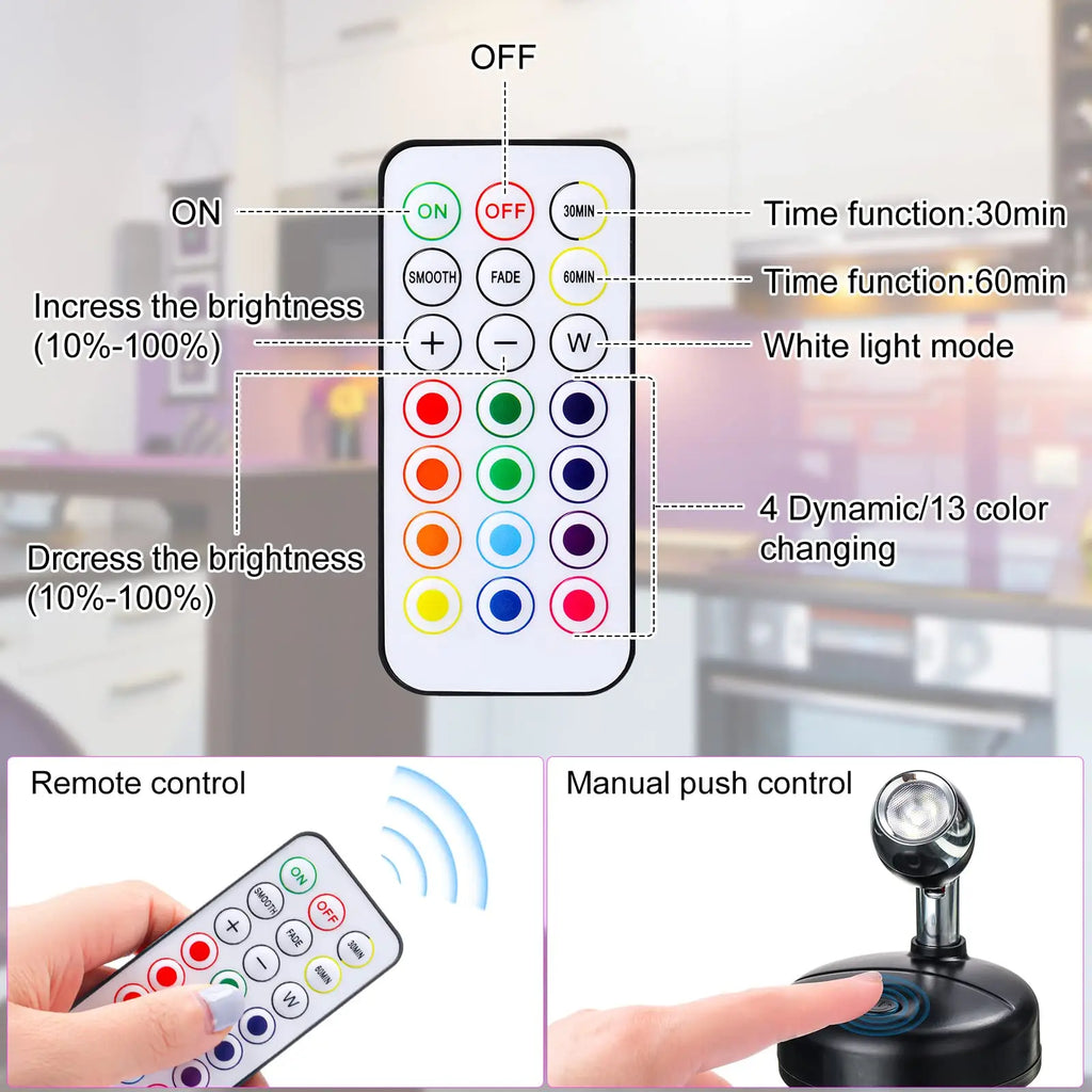 Dimmable LED Wall Sconce Remote Control 360° Rotating Bedroom Hallway Light