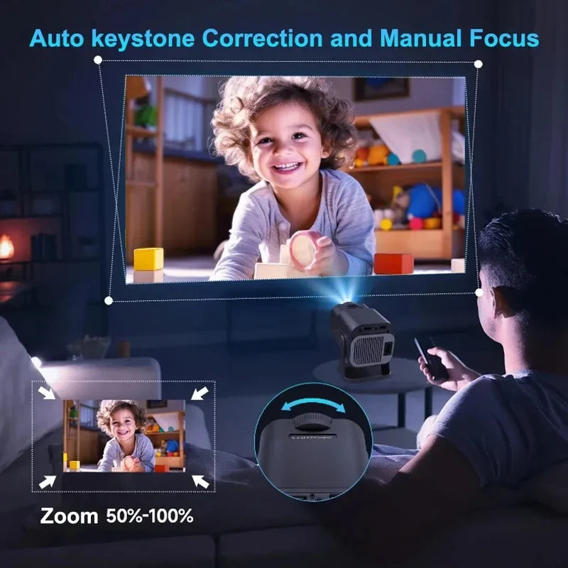 2025 4K Android 11 Projector 1080P 390ANSI Dual WiFi6 BT5.0 Portable Cinema